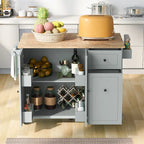 Kitchen Island on Wheels with Drop Leaf and 3 Tier Pull Out Organizer