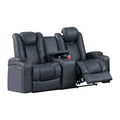 Elva 72 Inch Power Reclining Loveseat, Lift Top Storage Console, Blue