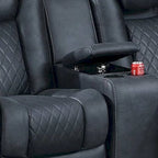 Elva 72 Inch Power Reclining Loveseat, Lift Top Storage Console, Blue