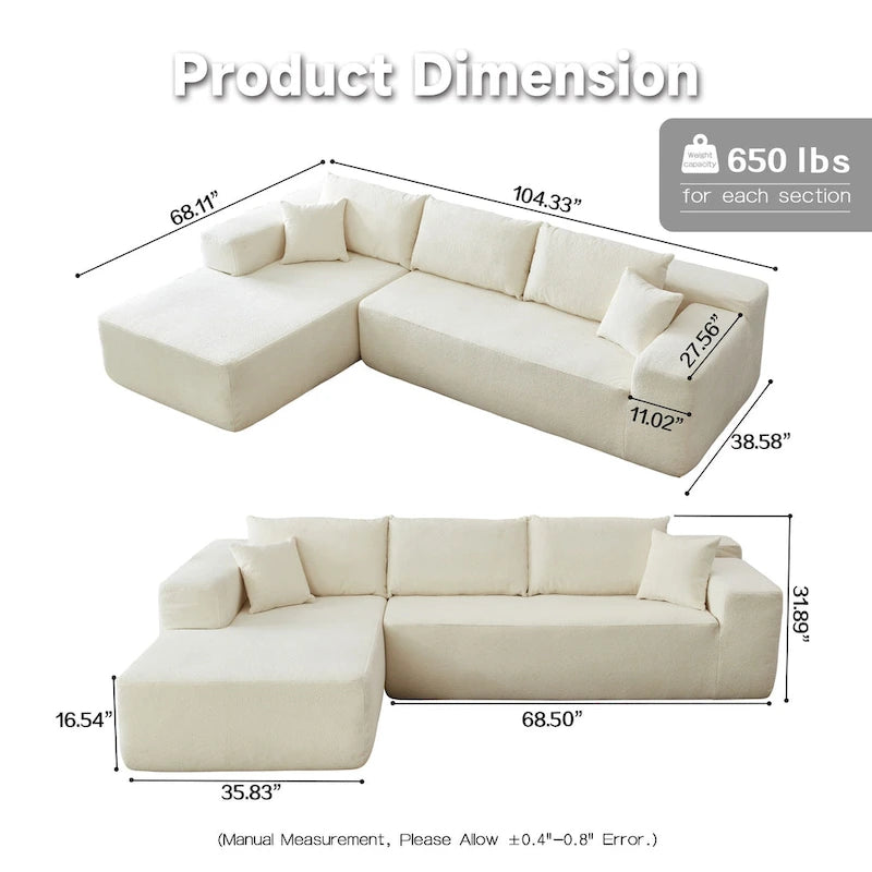HOOOWOOO Modern L-shaped Modular Sectional Sofa with Chaise