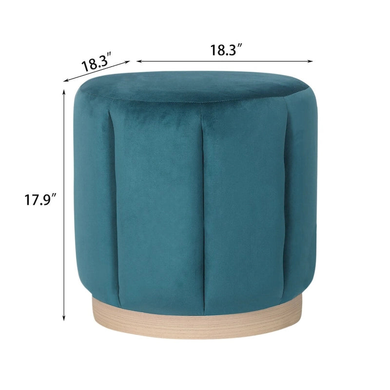 Adeco Round Upholstered Ottoman Flannelette Stool for Living Room