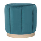 Adeco Round Upholstered Ottoman Flannelette Stool for Living Room