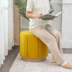 Adeco Round Upholstered Ottoman Flannelette Stool for Living Room