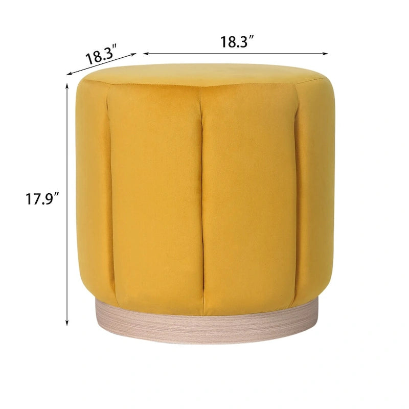 Adeco Round Upholstered Ottoman Flannelette Stool for Living Room