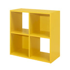 4-Cube Children's Bookcase, Kids Toy Storage Shelf Organizer, Yellow