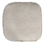HomeRoots 18 Cream Cotton Tufted Cube Striped Pouf Ottoman