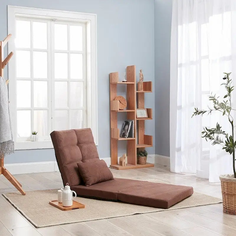 Triple Fold Down Sofa Bed, Adjustable Floor Couch Sofa with One Pillow, 5 Reclining Position