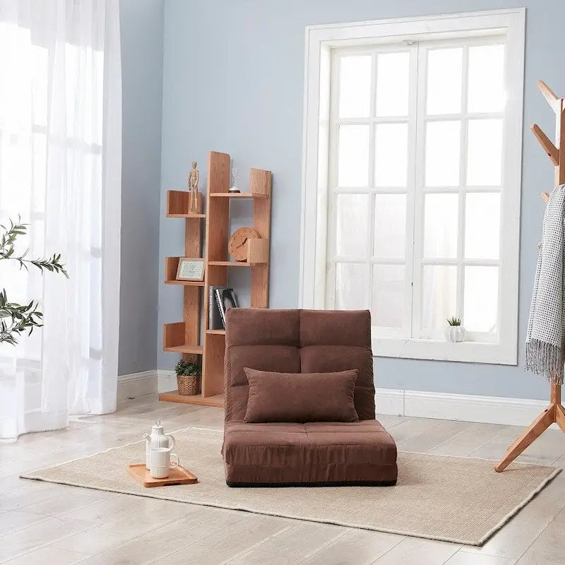 Triple Fold Down Sofa Bed, Adjustable Floor Couch Sofa with One Pillow, 5 Reclining Position