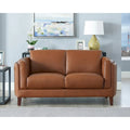 Hydeline Maui Top Grain Leather Loveseat With Feather, Memory Foam and Springs