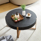 Modern 31.5 Round Coffee Table with Sturdy Metal Pedestal
