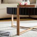Modern 31.5 Round Coffee Table with Sturdy Metal Pedestal