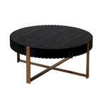 Modern 31.5 Round Coffee Table with Sturdy Metal Pedestal