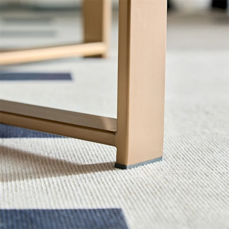 Modern 31.5 Round Coffee Table with Sturdy Metal Pedestal