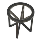 Modern simple glass coffee table, tempered glass coffee table solid wood base round transparent glass top