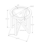 Modern simple glass coffee table, tempered glass coffee table solid wood base round transparent glass top