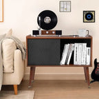 Record Player Stand with Charging Station and USB Ports - 14.5D x 31.5W x 25.5H