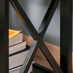 Side Table, Farmhouse End Table With Storage Drawer, Open Shelf And X-Frame