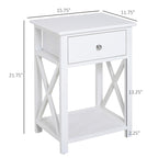 Side Table, Farmhouse End Table With Storage Drawer, Open Shelf And X-Frame