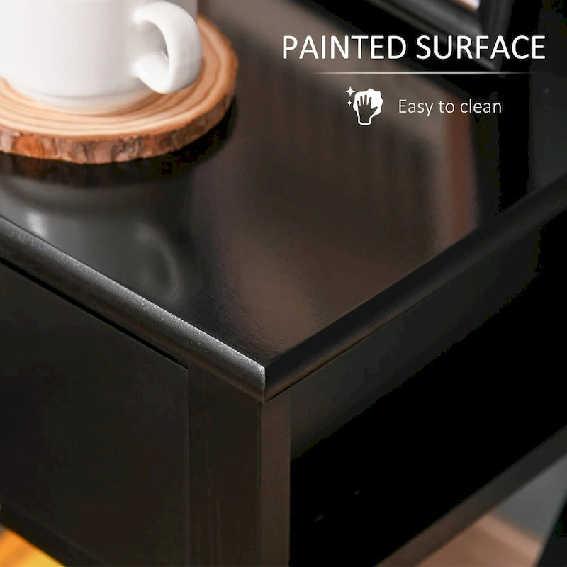 Side Table, Farmhouse End Table With Storage Drawer, Open Shelf And X-Frame