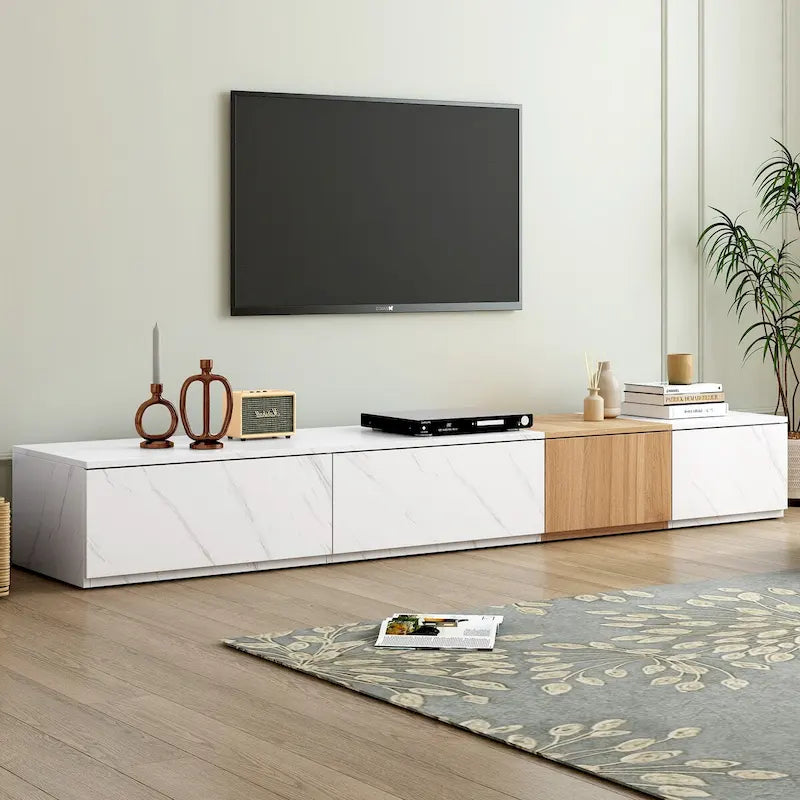 TV Stand for TVs up to 88, Modern Free-Combination Entertainment Center with 4 Storage Drawers
