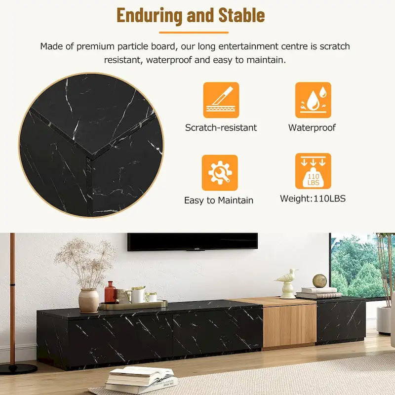 TV Stand for TVs up to 88, Modern Free-Combination Entertainment Center with 4 Storage Drawers