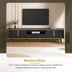 TV Stand with Open Storage Shelf for TVs Up to 85,with Cabinets and Drawers, Practical Media Console with Unique Legs