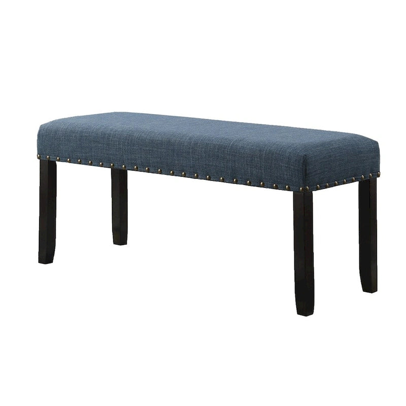 Fabric Dining Bench with Nailhead Trim and Wood Frame