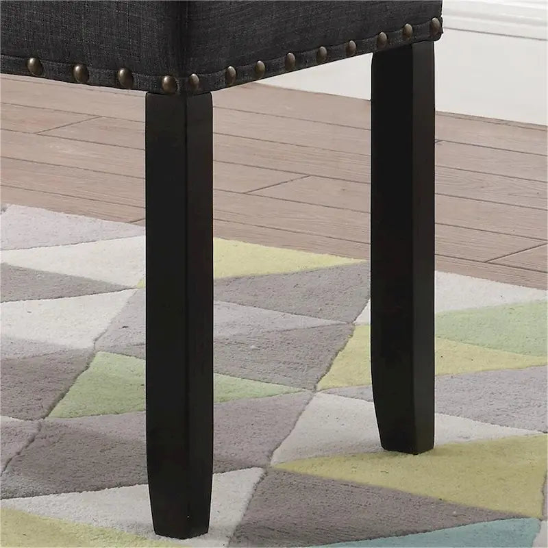 Fabric Dining Bench with Nailhead Trim and Wood Frame