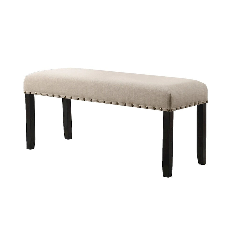 Fabric Dining Bench with Nailhead Trim and Wood Frame