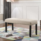 Fabric Dining Bench with Nailhead Trim and Wood Frame