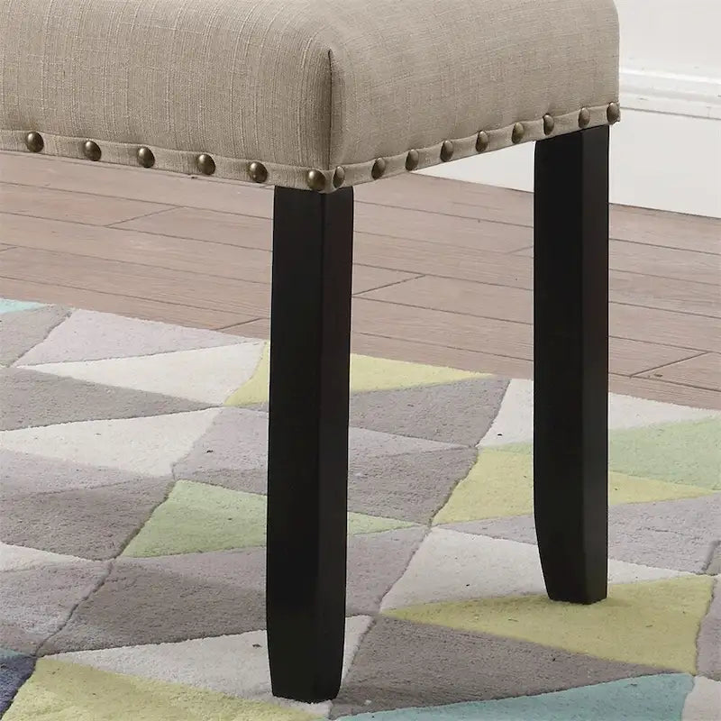 Fabric Dining Bench with Nailhead Trim and Wood Frame