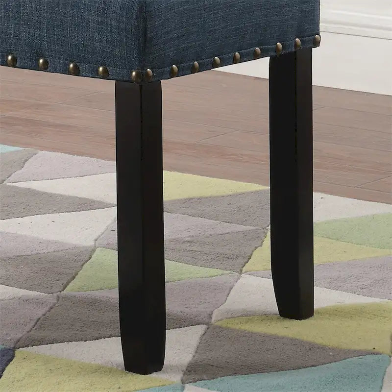 Fabric Dining Bench with Nailhead Trim and Wood Frame