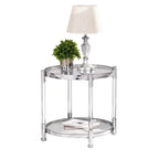 Grondin Modern Contemporary 2-Tier Tempered Glass Top End Table Side Table with Steel and Acrylic Frame