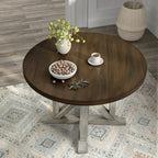 Furniture of America Derry Antique White & Dark Oak 47-inch Round Dining Table