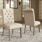 Benchwright Linen Tufted Dining Chair with Grey Finish Legs (Set of 2) by iNSPIRE Q Artisan