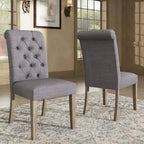 Benchwright Linen Tufted Dining Chair with Grey Finish Legs (Set of 2) by iNSPIRE Q Artisan