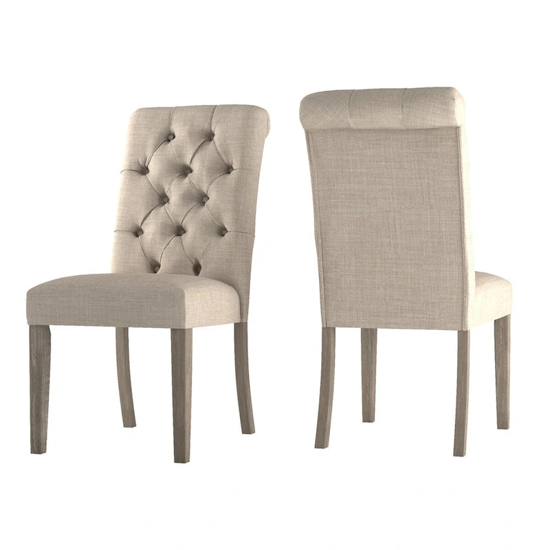 Benchwright Linen Tufted Dining Chair with Grey Finish Legs (Set of 2) by iNSPIRE Q Artisan