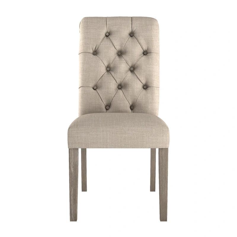 Benchwright Linen Tufted Dining Chair with Grey Finish Legs (Set of 2) by iNSPIRE Q Artisan