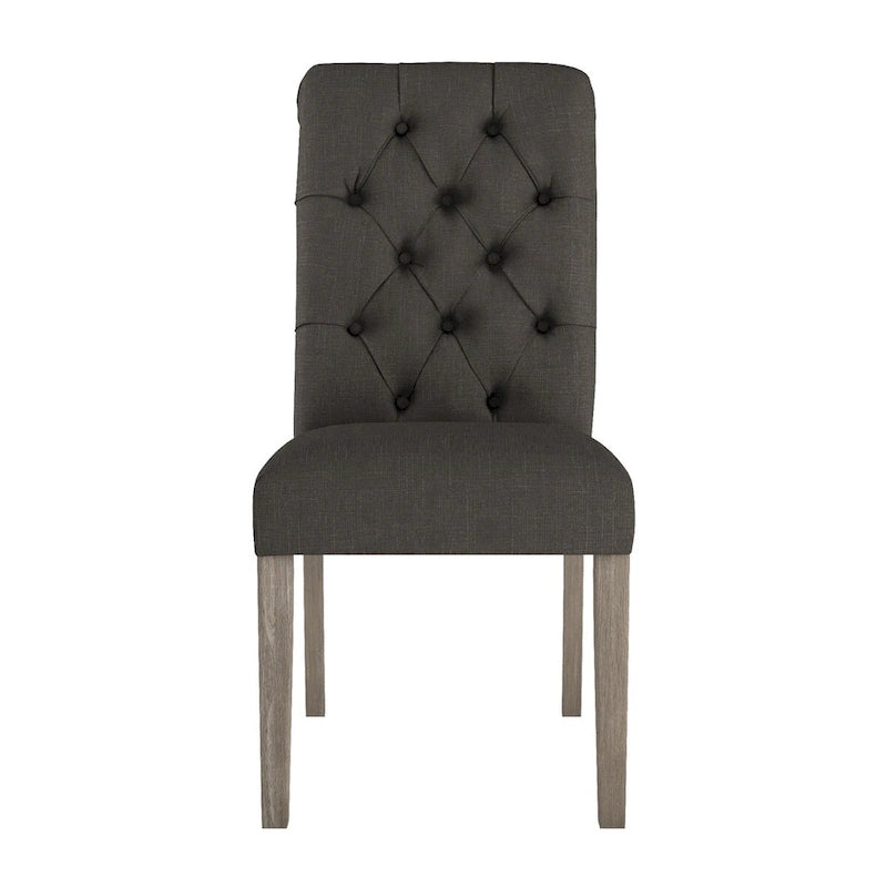 Benchwright Linen Tufted Dining Chair with Grey Finish Legs (Set of 2) by iNSPIRE Q Artisan