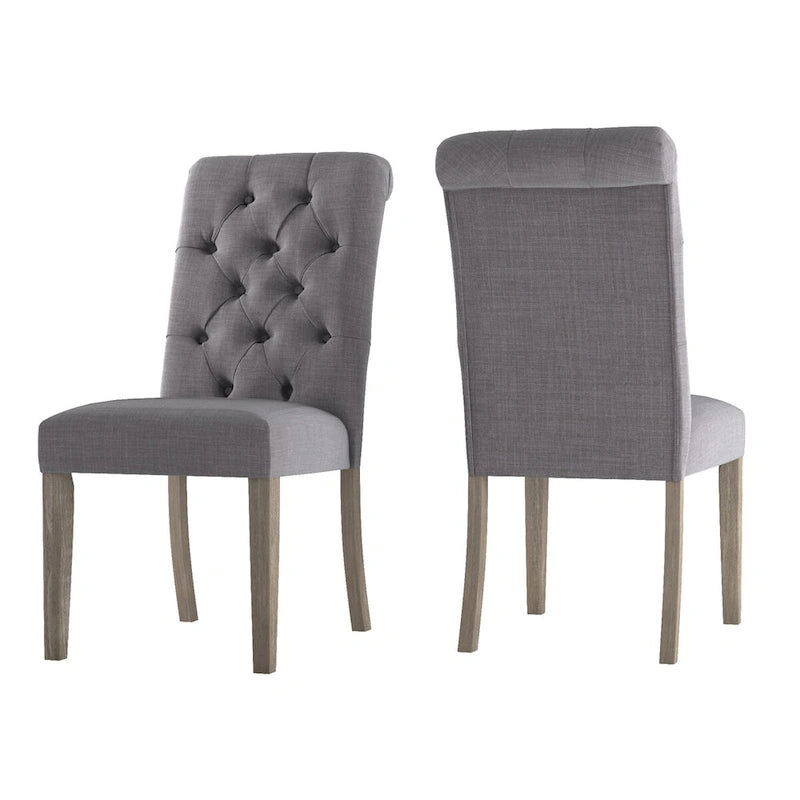 Benchwright Linen Tufted Dining Chair with Grey Finish Legs (Set of 2) by iNSPIRE Q Artisan