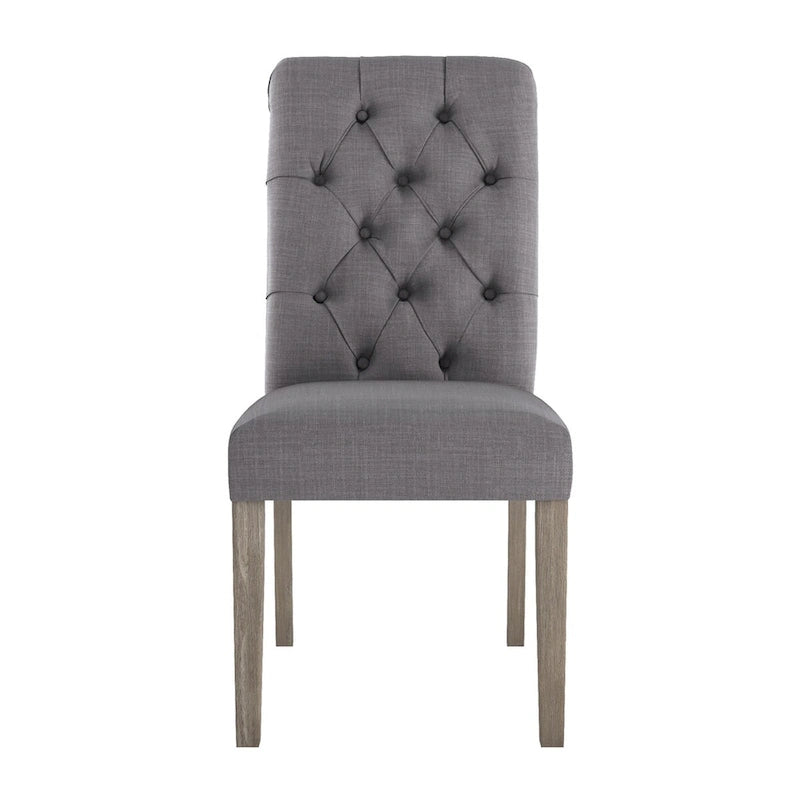 Benchwright Linen Tufted Dining Chair with Grey Finish Legs (Set of 2) by iNSPIRE Q Artisan