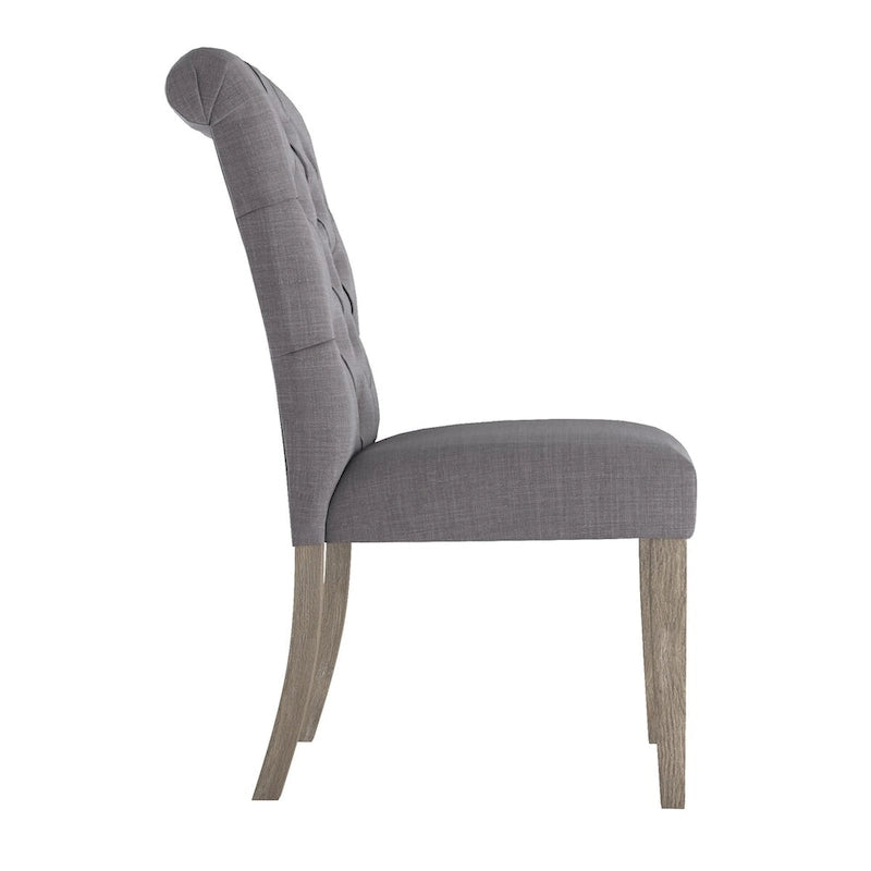 Benchwright Linen Tufted Dining Chair with Grey Finish Legs (Set of 2) by iNSPIRE Q Artisan