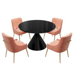 48 Light Luxury Black High Gloss Large Countertop Dining Table with Velvet Dining Chair Set