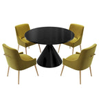 48 Light Luxury Black High Gloss Large Countertop Dining Table with Velvet Dining Chair Set