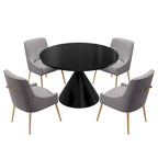 48 Light Luxury Black High Gloss Large Countertop Dining Table with Velvet Dining Chair Set