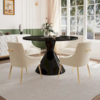 48 Light Luxury Black High Gloss Large Countertop Dining Table with Velvet Dining Chair Set