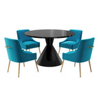 48 Light Luxury Black High Gloss Large Countertop Dining Table with Velvet Dining Chair Set