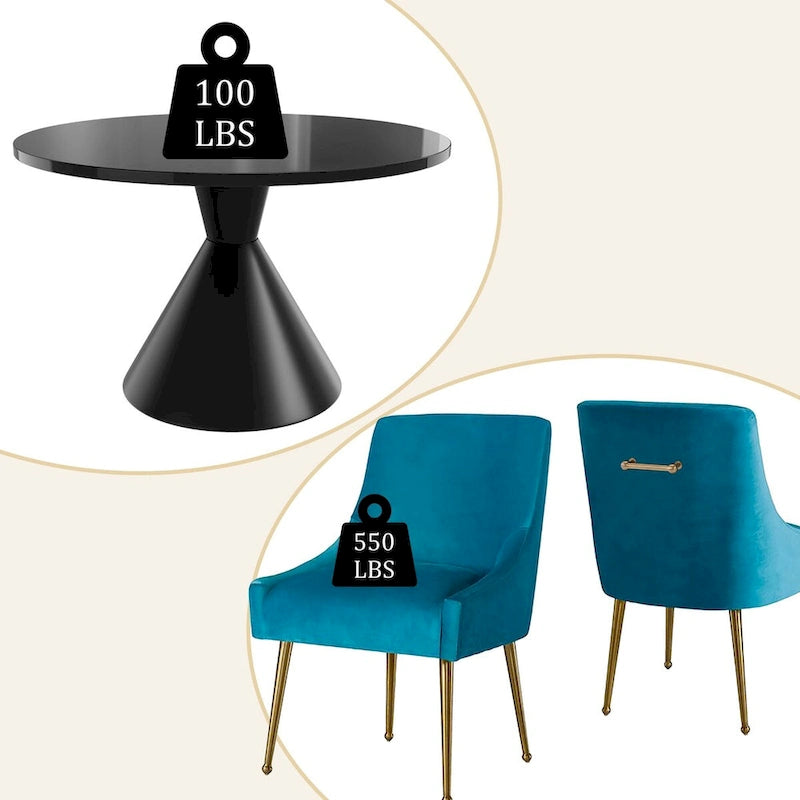 48 Light Luxury Black High Gloss Large Countertop Dining Table with Velvet Dining Chair Set