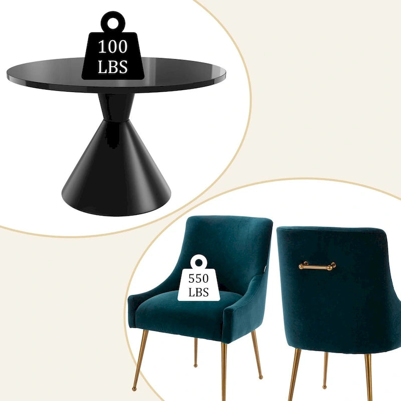 48 Light Luxury Black High Gloss Large Countertop Dining Table with Velvet Dining Chair Set