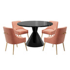 48 Light Luxury Black High Gloss Large Countertop Dining Table with Velvet Dining Chair Set